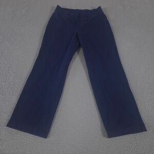 Lands' End Pants Women Large Blue Starfish Straight Leg Cotton Stretch Mid Rise